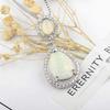Silver Plated Lab Created White Opal Teardrop Necklace Design Sweater Chain Ocean Pendant Trendy Gift