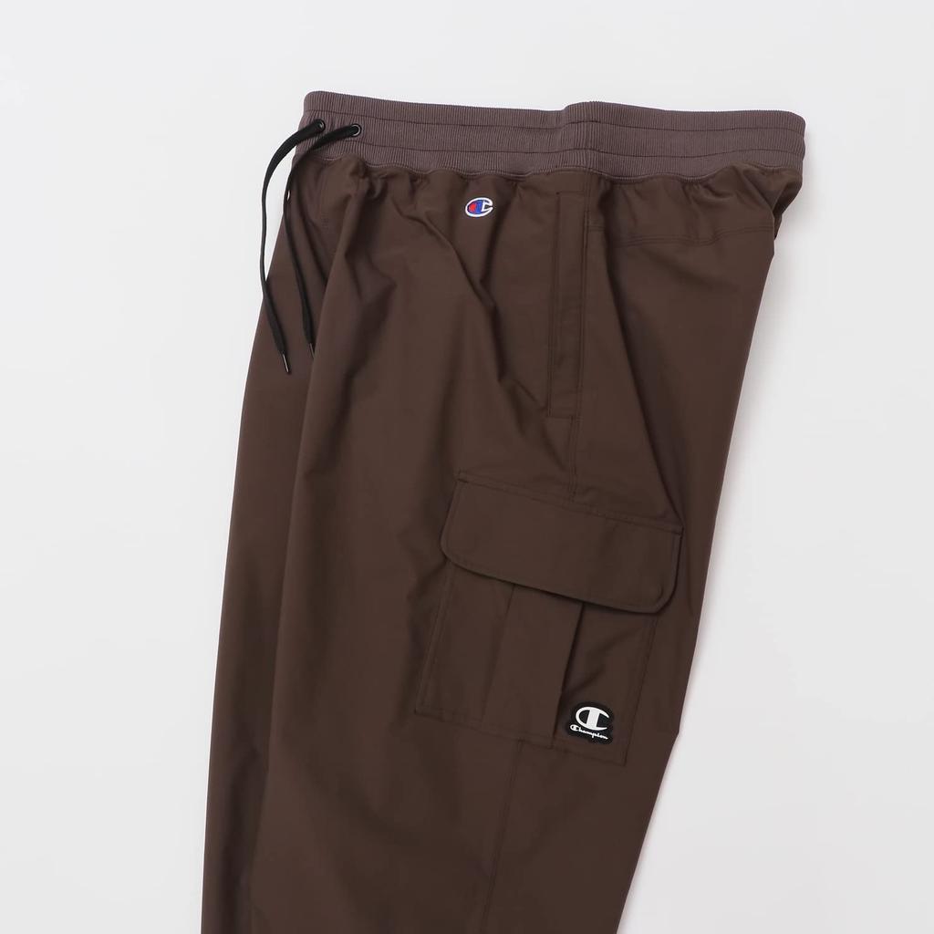 Champion Stretch Logo Long Size Men's Water-Repellent One-Point Pants, Brown, XL, C3-YSD03