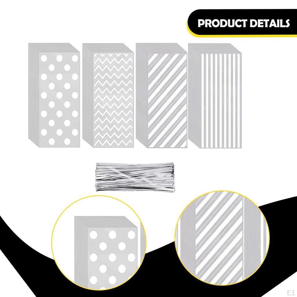 100 Pieces Bags Candy Gift Goodie Flat Wrap Supplies Individual Cookie Snack Packing for