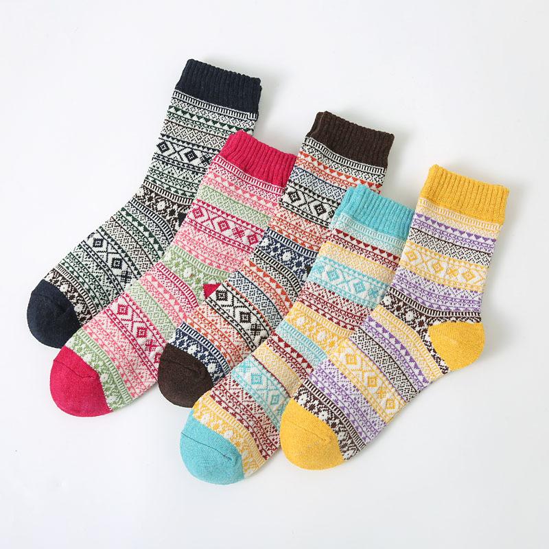 5/10 Pairs Comfortable Casual Autumn Winter Thickened Warm Rabbit Wool Socks Fashionable Versatile Short Vertical Stripe Towel Socks for Women