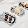 European Style Vintage Embossed Tray Embossed Design Gold/Silver Retro Serving Platter Save Space Stainless Steel