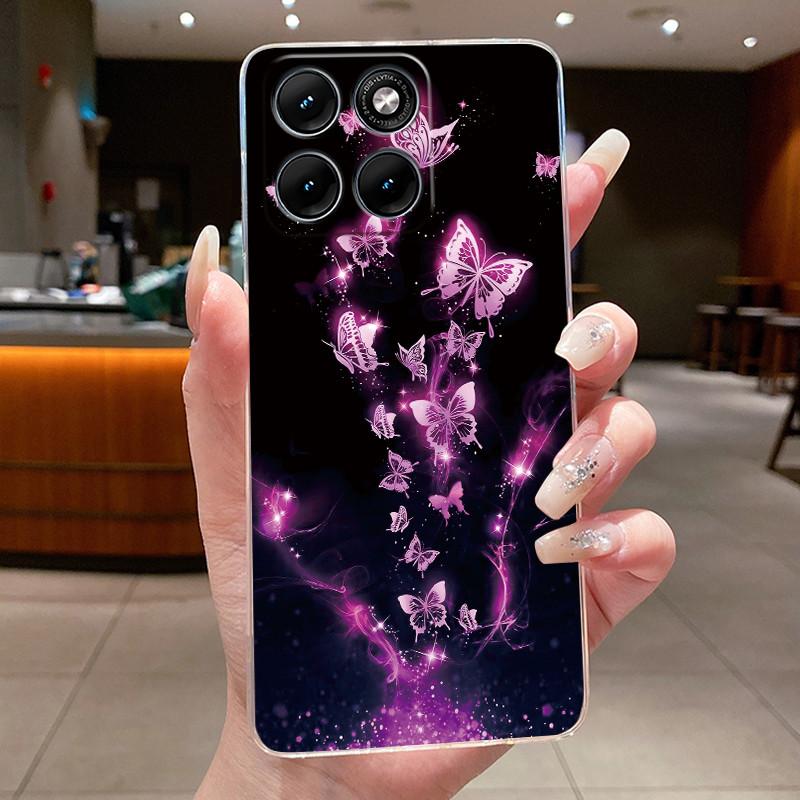 Etui Na Motorola Edge 70 Fusion Przezroczyste Luksusowe Modne Motyl Kwiaty Miękki TPU Silikonowy Pokrowiec Na Telefon dla Edge70 Fusion Zderzak