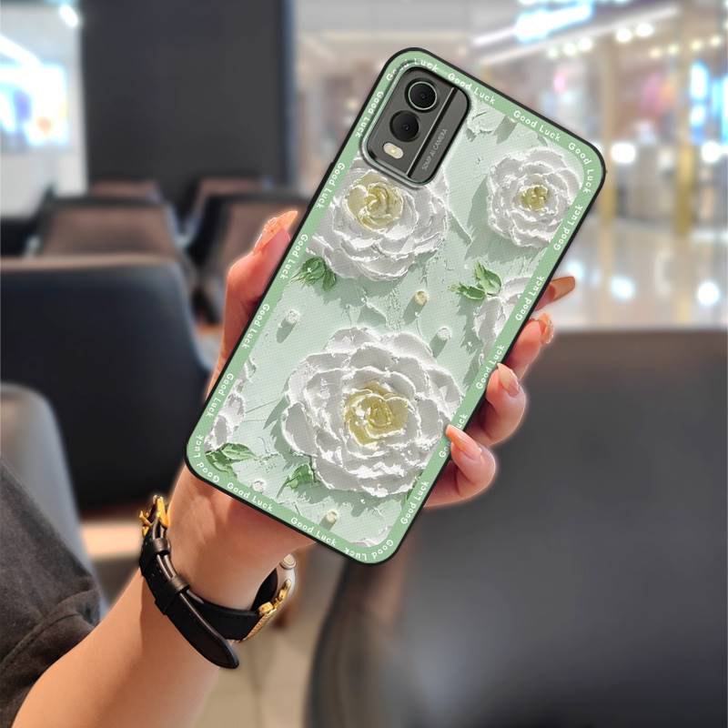 Cute Anti-dust Phone Case For Nokia C32 Waterproof Flower Back Cover Full Wrap Dirt-resistant Durable Protective TPU