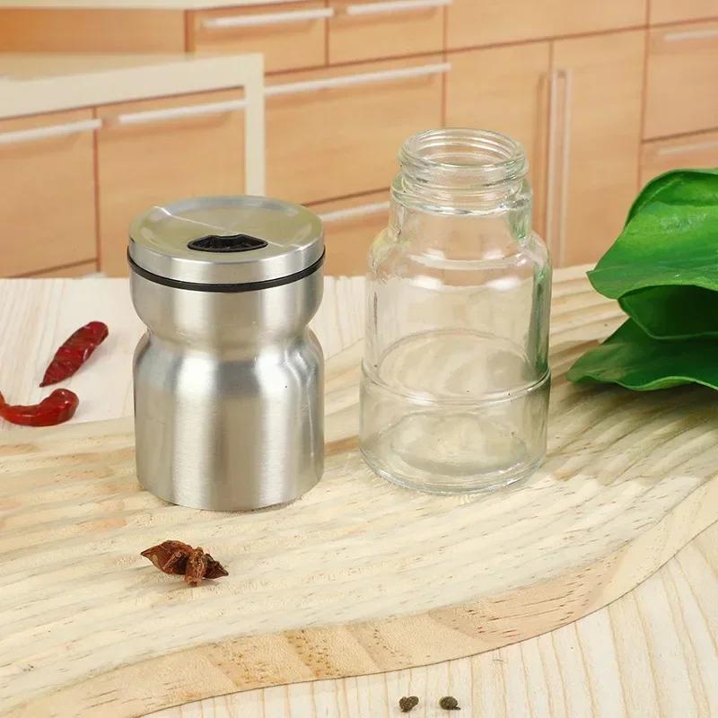 Glass Salt Jar Pepper Shakers with Adjustable Pour Holes Stainless Steel Salt Shaker  Pepper Shaker Farmhouse Salt Jar