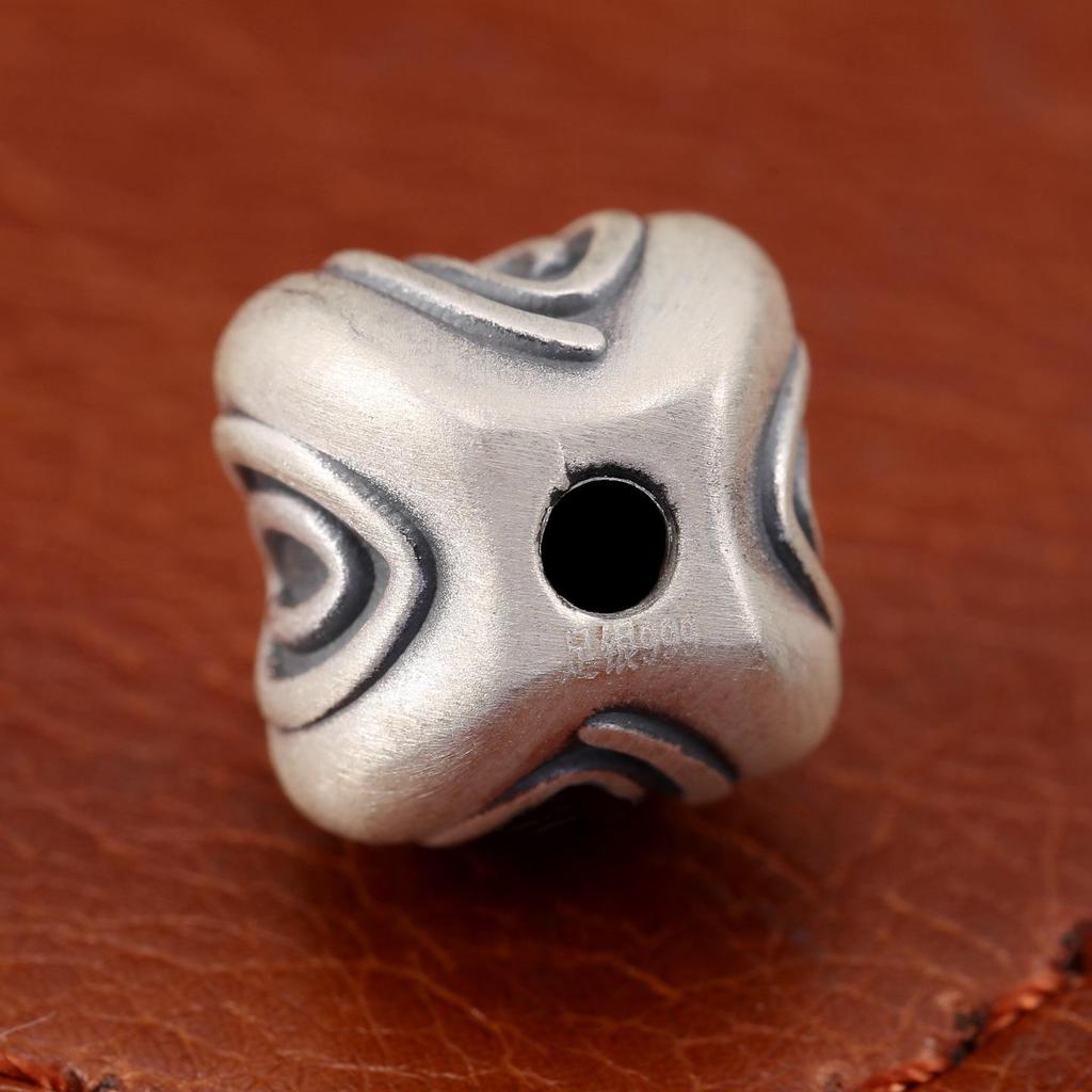 Retro Sterling Silver S999 Eye Pattern Spacer Beads for DIY Red String Bracelet
