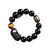 Natural obsidian bracelet for men, new Chinese-style fortune-bringing Pixiu and Heart Sutra bracelet for women, exquisite gift in the Chinese trend