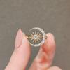 S925 Sterling Silver Moon and Star Crescent Diamond Ring for Women