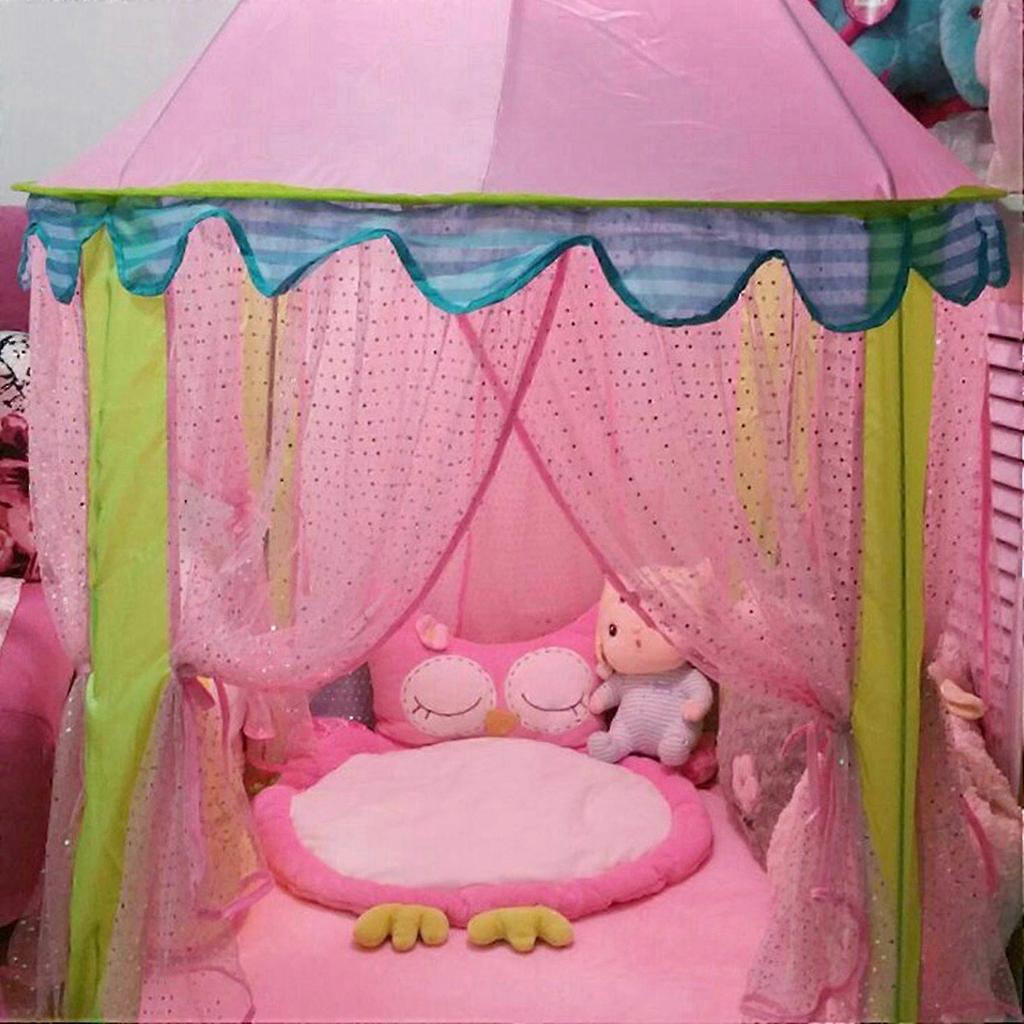 Children's Net Yarn Tent Folding Indoor Ball Pool Game House Tents Tent Gift for Kids Games Center Pink
