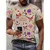 Christmas Tree Pattern Men's T-Shirt Funny Santa 3D Print Summer Casual Short Sleeve Crew Neck Top