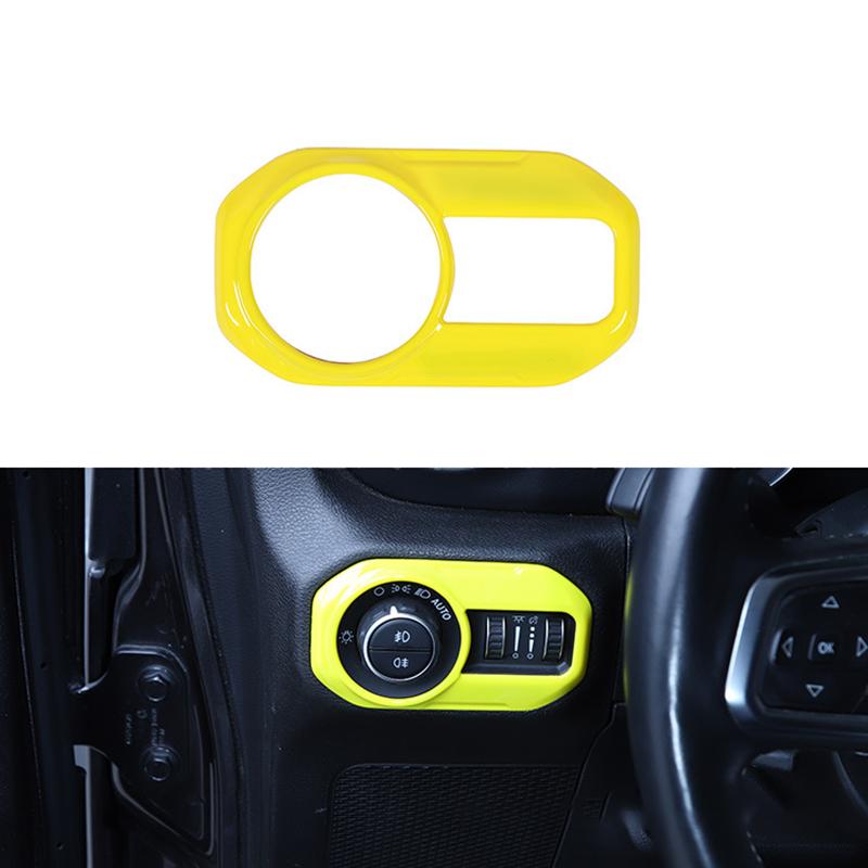 Car Headlight Switch Trim Button Decor Cover Stickers Styling Interior Accessories For Jeep Wrangler JL 2018+ Gladiator JT
