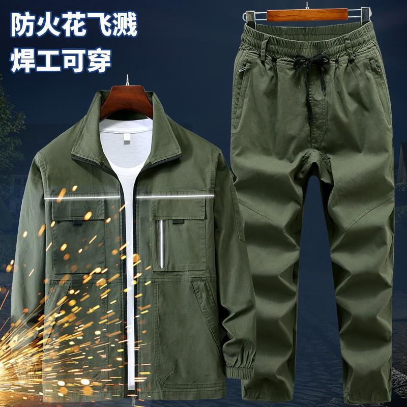 Pure Cotton Thin Elastic Overalls Male Welder Auto Repair Suits Tooling Anti-scalding Dirt-resistant Wear-resistant Labor Protection Clothing