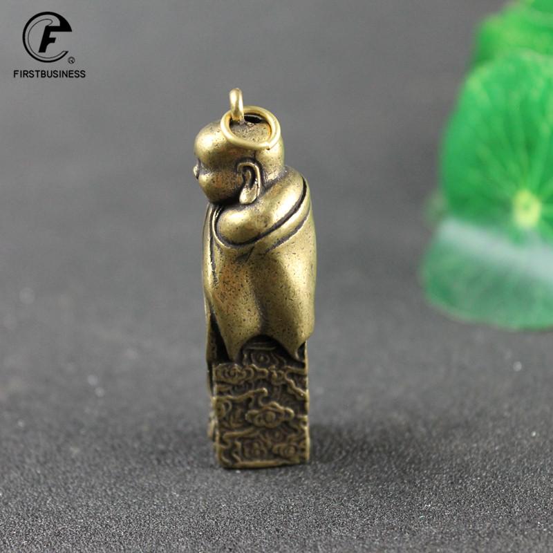 Copper Maitreya Buddha Statue Miniature Figurine Home Decoration Keychains Brass Casting Living Room Desk Feng Shui Decor Craft