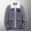 Men Autumn Winter Solid Color Jacket Lapel Long Sleeve Flap Pockets Zipper Placket