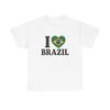 Ich liebe Brasilien Unisex Baumwolle Grafik T-Shirts Brasilien Frau Mann Stolz Draußen Baumwolle T-Shirt Geschenk für Brasilien-Liebhaber Kurzarm
