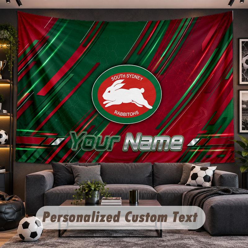 Wall Hanging Tapestry Custom NameSouth Sydney Rabbitohs Pattern Personalized Printed Fabric Wall Decor