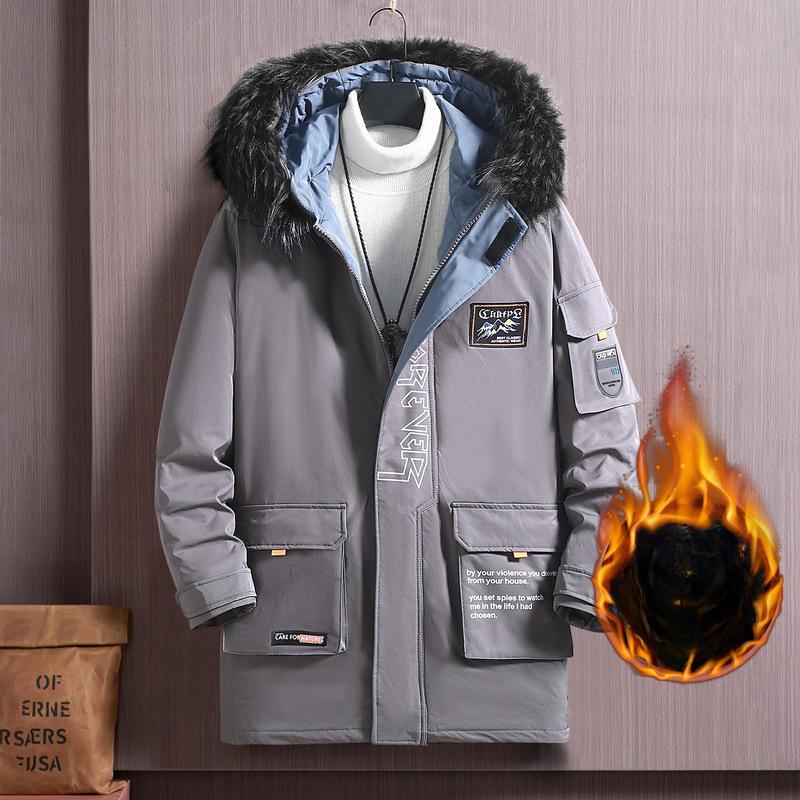 

Великий розмір 12XL 11XL 10XL Бавовняна вітровка для повних чоловіків Plus Куртка середньої довжини Вільна куртка з капюшоном Пальто Бандана з принтом 10XL сірий