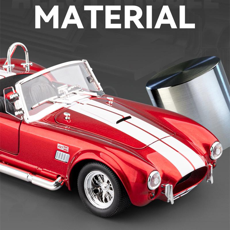 1/22 Ford Shelby Cobra 427 S/C Alloy Roadster Sports Car Model Diecast Metal Classic Retro Vehicle Car Model Sound Light Kid Toy Gift