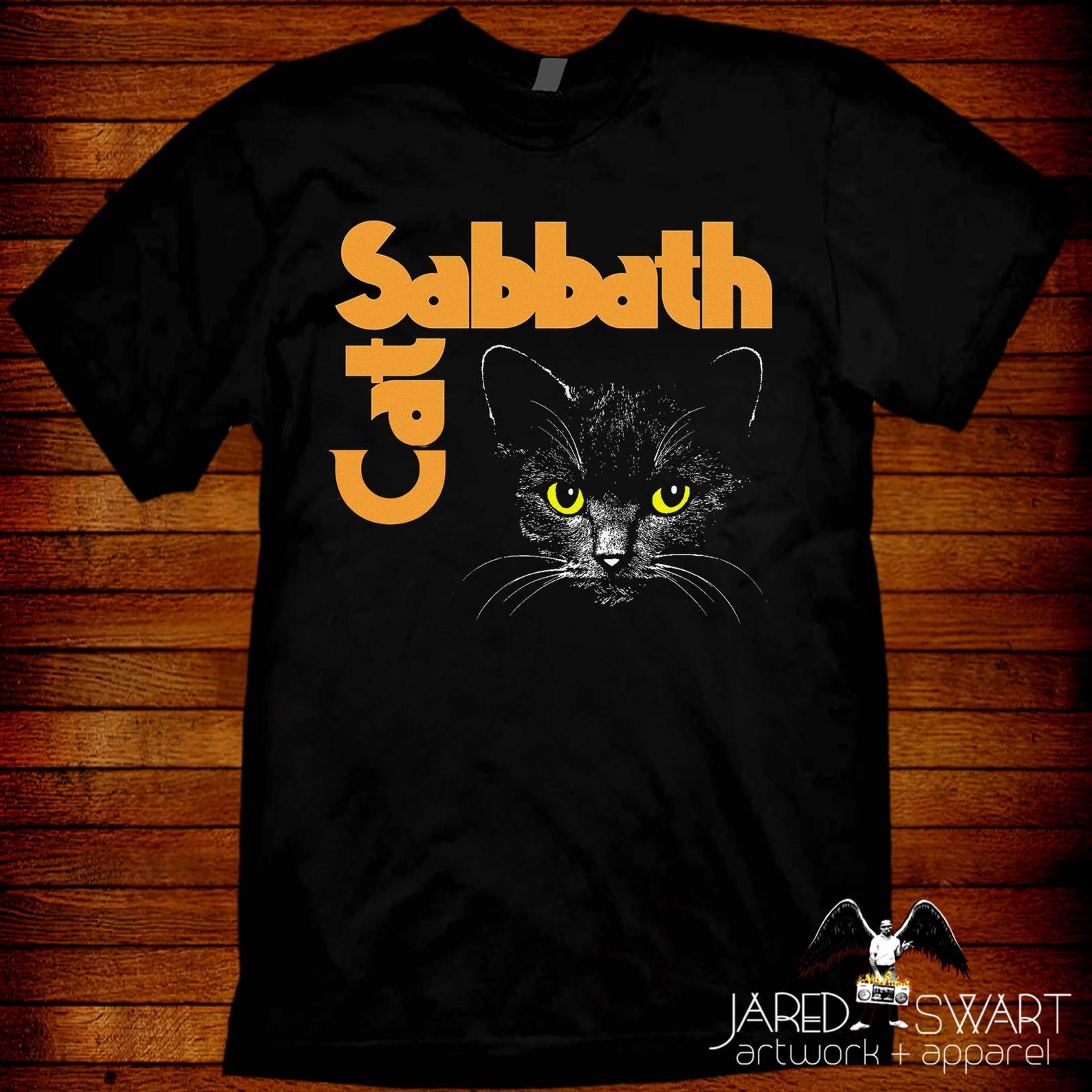 Cat Sabbath T shirt: Metal Parody Tee - Black Cat Design 4XL
