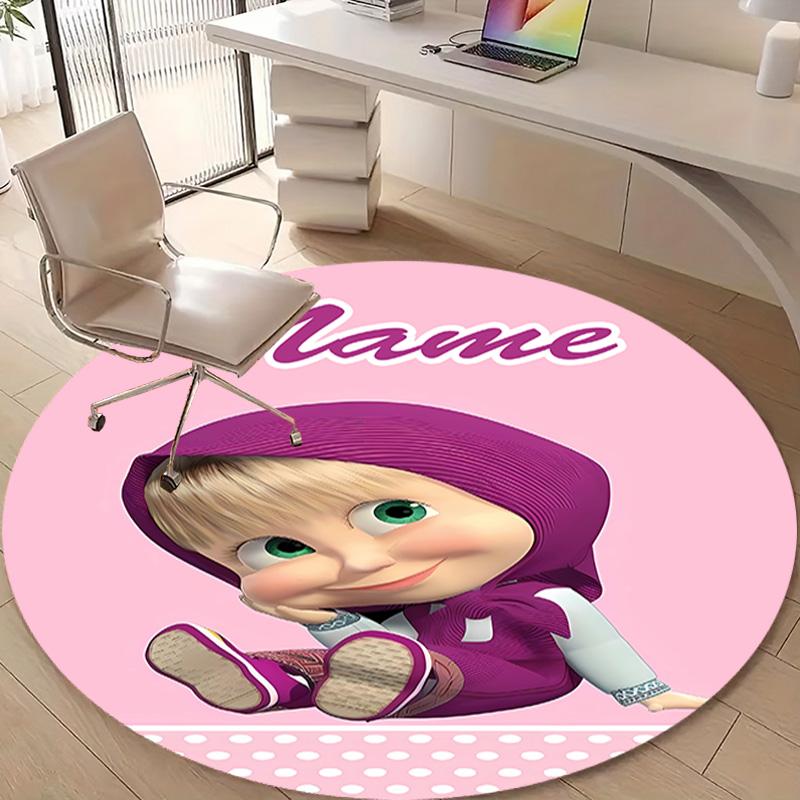 Personalized M-Masha and the Bear Round Chair Office Rug - Perfect for Mat, Office Chair & More - Ideal Gift for Birthdays and Holidays