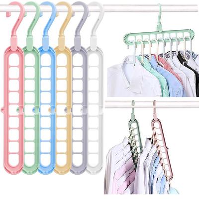 5/6Pcs 9 Hole Clothes Hanger Space Saving Clothes Hanger Magic Clothes Hanger Multifunctional Drying Rack Wardrobe Storage Organizer
