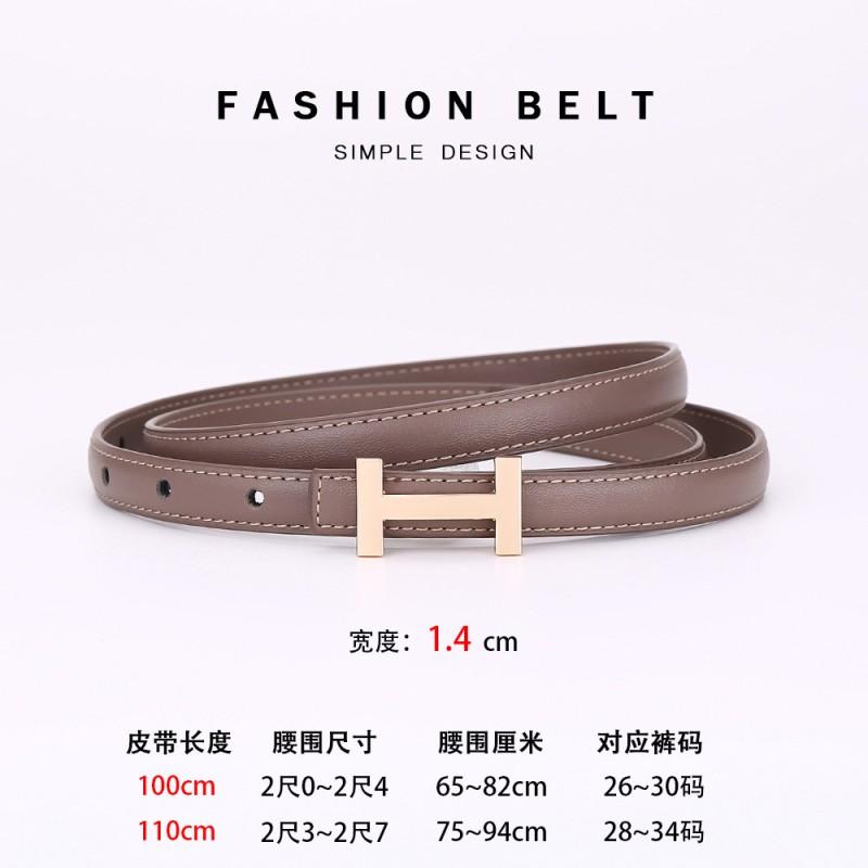 Womens Slim Genuine Leather Belt With Zinc Alloy Buckle Casual Office Chic Waistband Dresses Pants Skirts