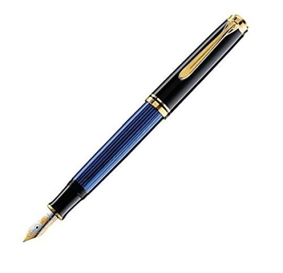 Pelikan M800 Blue Stripe Fountain Officially Imported Souverän Pen, B-Bold,
