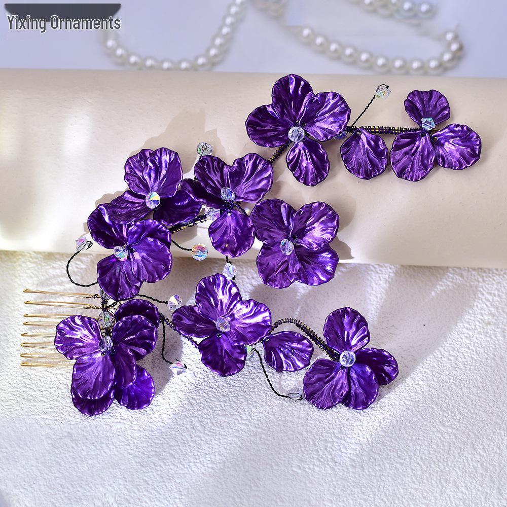 Yixing Seashell Flower Bridal Hair Comb, European & American Style, Exaggerated Festival Hair Clip - A114