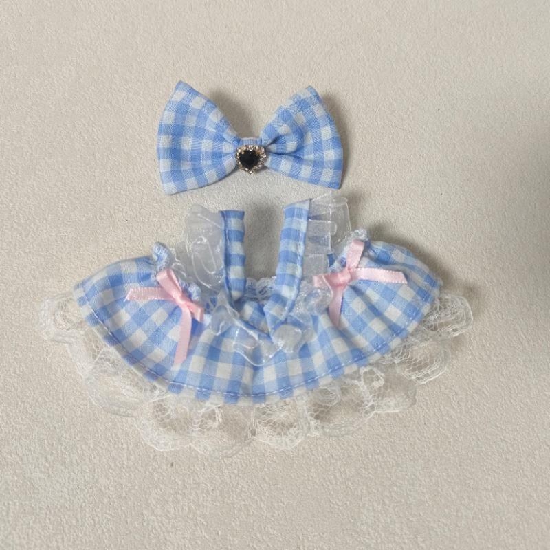 Keychain Labubu Charm Doll - First, Second, & Third Generation Plaid Dress-Up Accessories