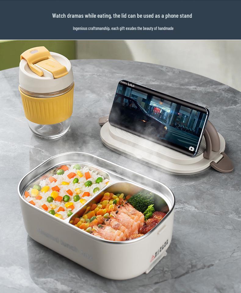 Stainless Steel Electric Heated Lunch Box - Insulated Student Bento Box