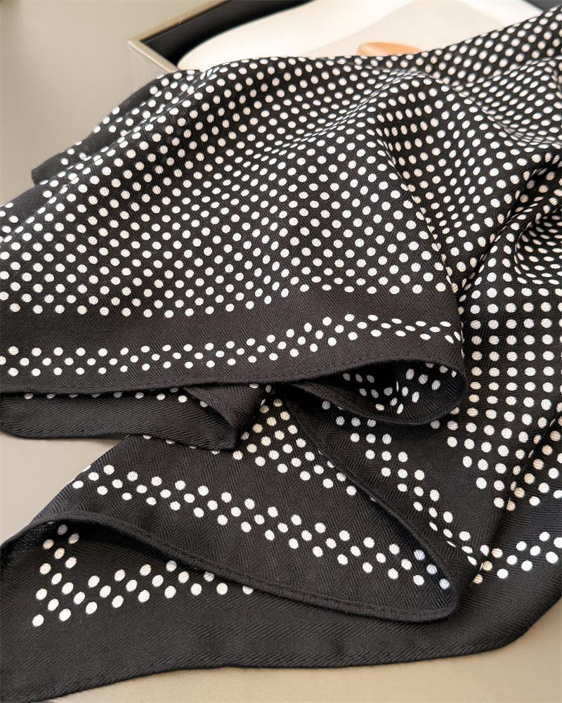 Polka Dot Print Hairbands Square Scarf Women Cotton Linen Feeling Bandana Neck Kerchief Head Bands Foulard Female Scarfs