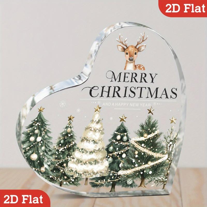 Decorazione da scrivania in acrilico a forma di cuore piatto 2D, stile classico, Buon Natale, Adatta per decorazione murale, Portico, Stanza, Villa, Accenti Casa, Corridoio
