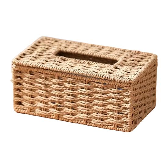 Wicker Tissue Box, Rectangular Decorative Tissue Holder, Increase Capacity Facial Tissue Holder, for Bathroom Living Room Car