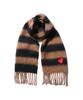PEACE MAKER Love Heart Stripe Muffler (Brown)