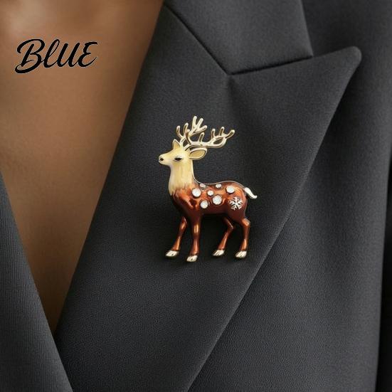 Elk Lapel Pin Christmas Reindeer Brooch Pin Rhinestone Sweater Alloy Cardigan Coat Suits Accessories Jewelry Gift for Xmas