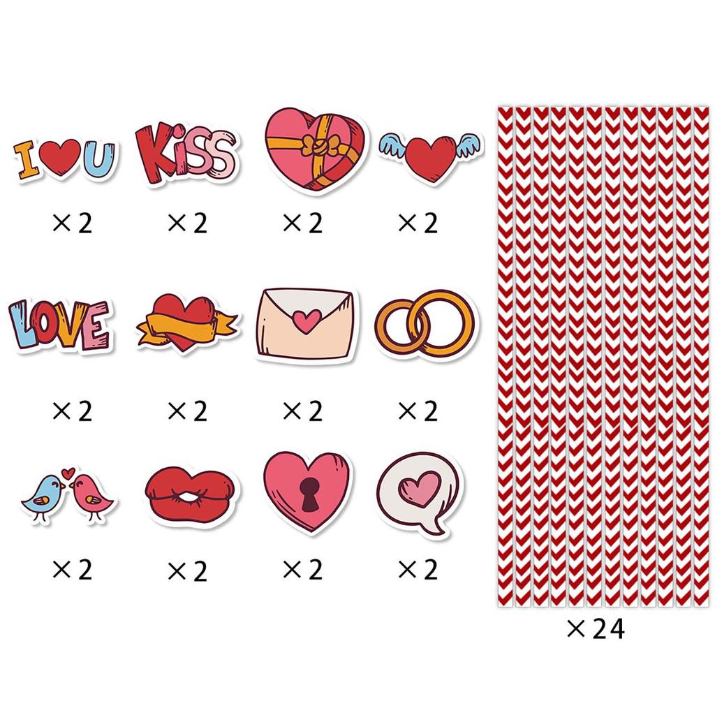 Valentine's Day Themed Water Cup Disposable Paper Straw Decorative Item