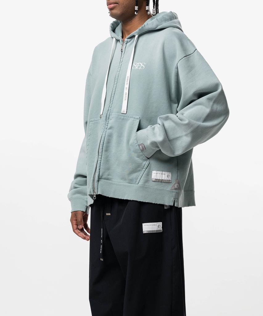 Sound Of Sunrise Sun Faded Like Zip-Up Hoodie Light Green