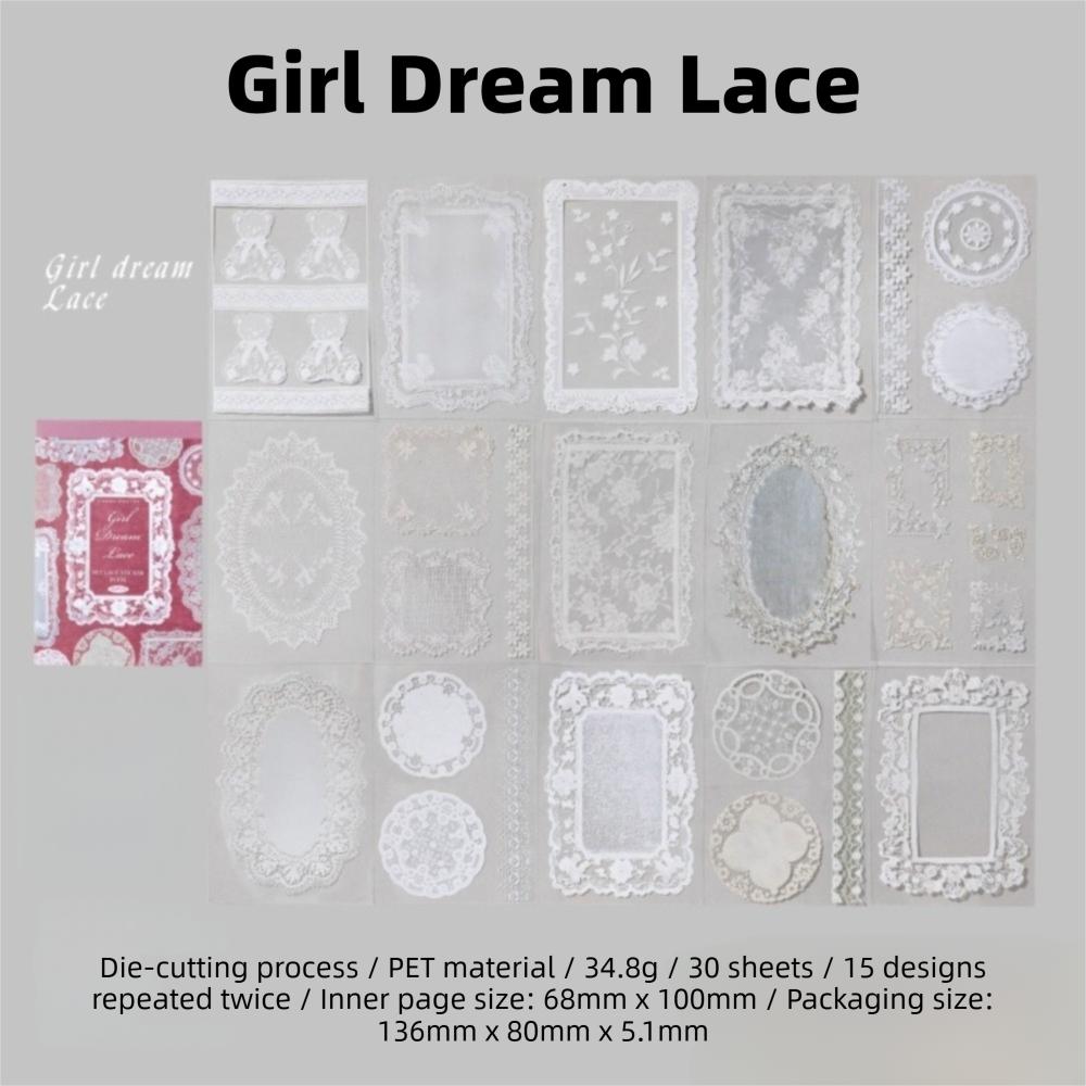 DIY Crafts Lace Theme A Sticker Book Removable Vintage Style PET Stickers Collage Art Stickers Scrapbooking