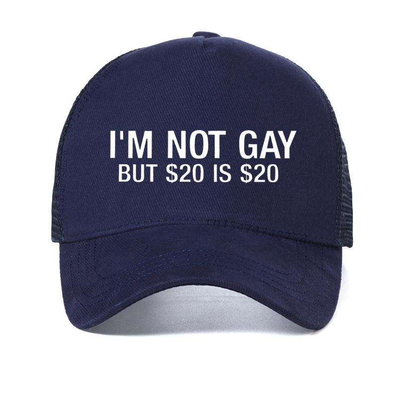 

I m Not Gay But 20 is 20 Funny Baseball Cap For Man Bisexual Lesbian LGBT Gay Pride Birthdays Party Gifts hat Adjustable темно-синього кольору