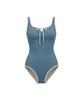 VIKINI VENDER Tethys Keyhole Ribbon Monokini - Mute Blue