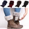 Dames Herfst Winter Mode Bont Geribbelde Laarzen Manchetten Laarzen Toppers Beenwarmers