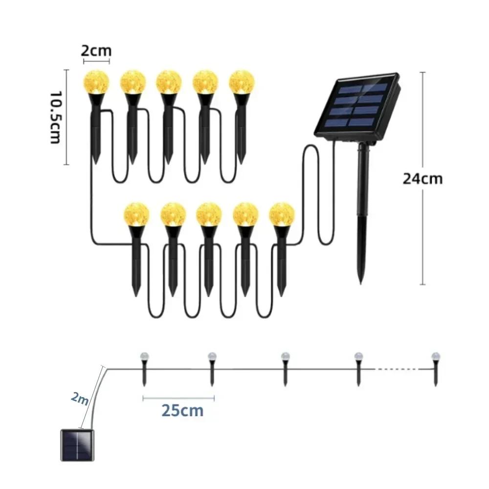 Solar-Powered RGB LED String Lights with 8 Modes15/20/30LED Bubble Ball Ground Lights for Garden Yard Pathway Wedding Decor