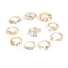 European and American light luxury high-end flower water drop diamond ring set personalized geometric stacking joint ring woman