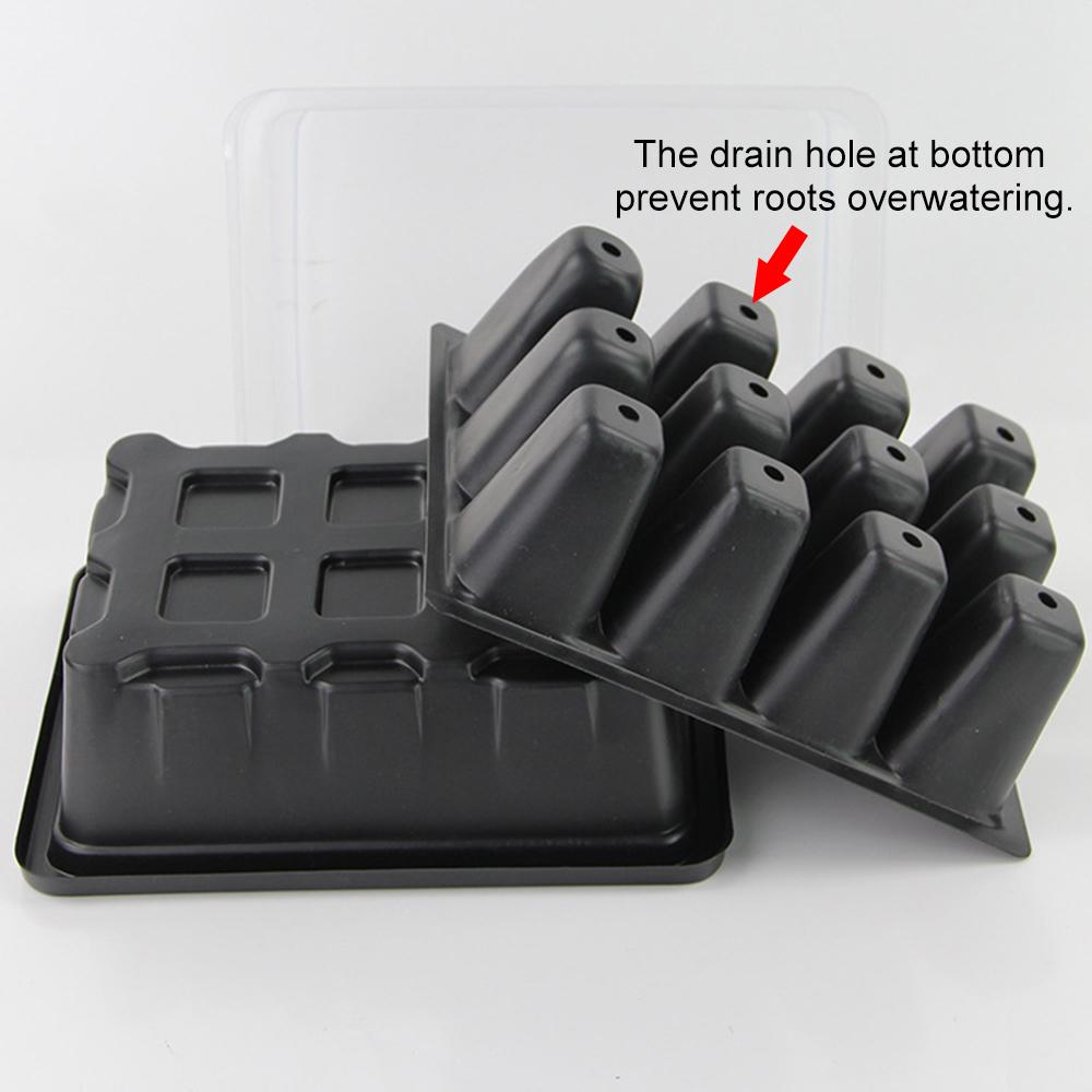 5-Set Seedling Starter Trays Kits 12 Cells per Trays Garden Propagator Set with Dome and Base Humidity Adjustable Plant Growing Starting Kit Plus 5 P
