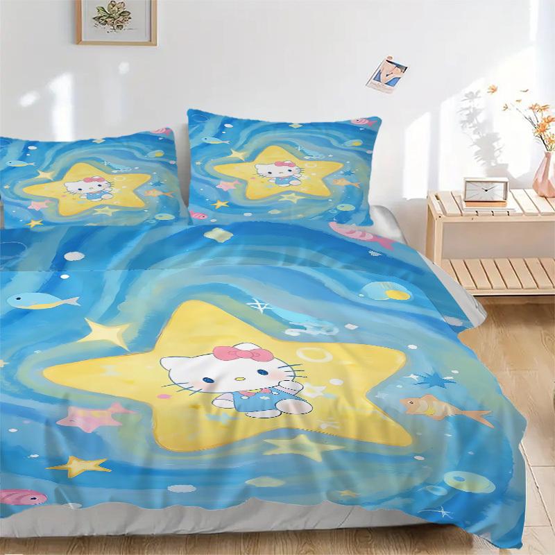 

3 шт. Постельное белье Hello Kitty: Идеально подойдет для спальни или гостевой комнаты.. Мягкий и удобный, без стержня yy251031084 135x200cm