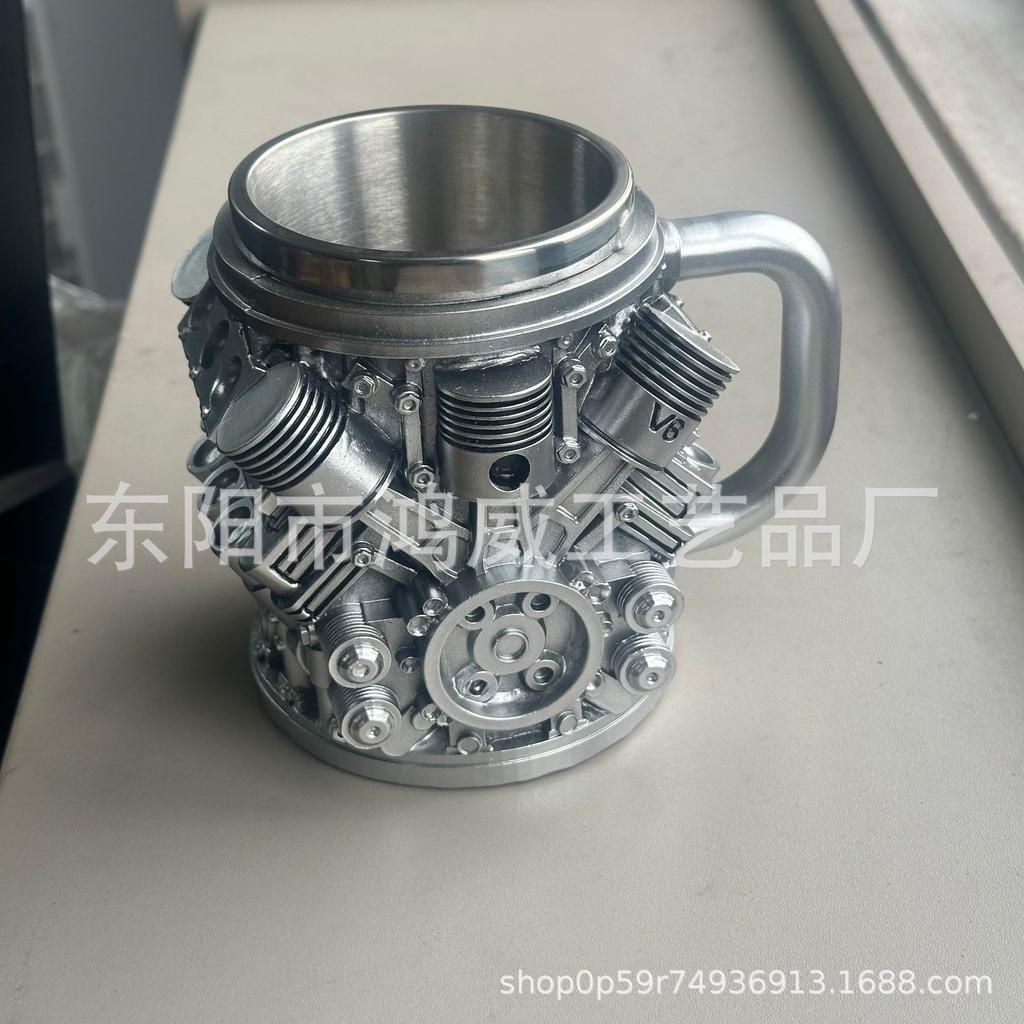 Hrnek s motorem V8 Kreativní 3D pryskyřičný hrnek s motivem motoru auta pro muže Cool mechanický design Hrnek na kávu Dárek pro milovníky aut Dekor