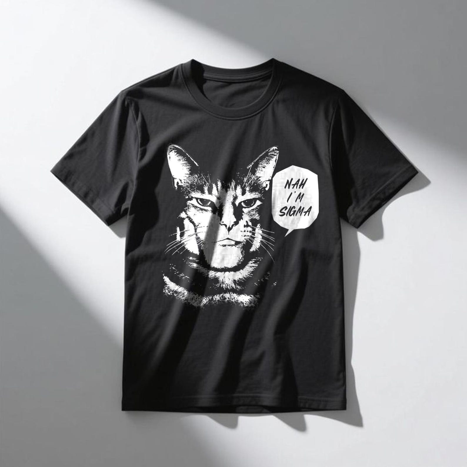 Nah I m Sigma Cat Graphic Tee | Funny Sarcastic Animal Shirt M