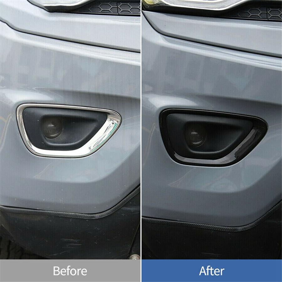 For 2014-17 Jeep Grand Cherokee Front Fog Light Covers Fog Lamp Frame Trim Black