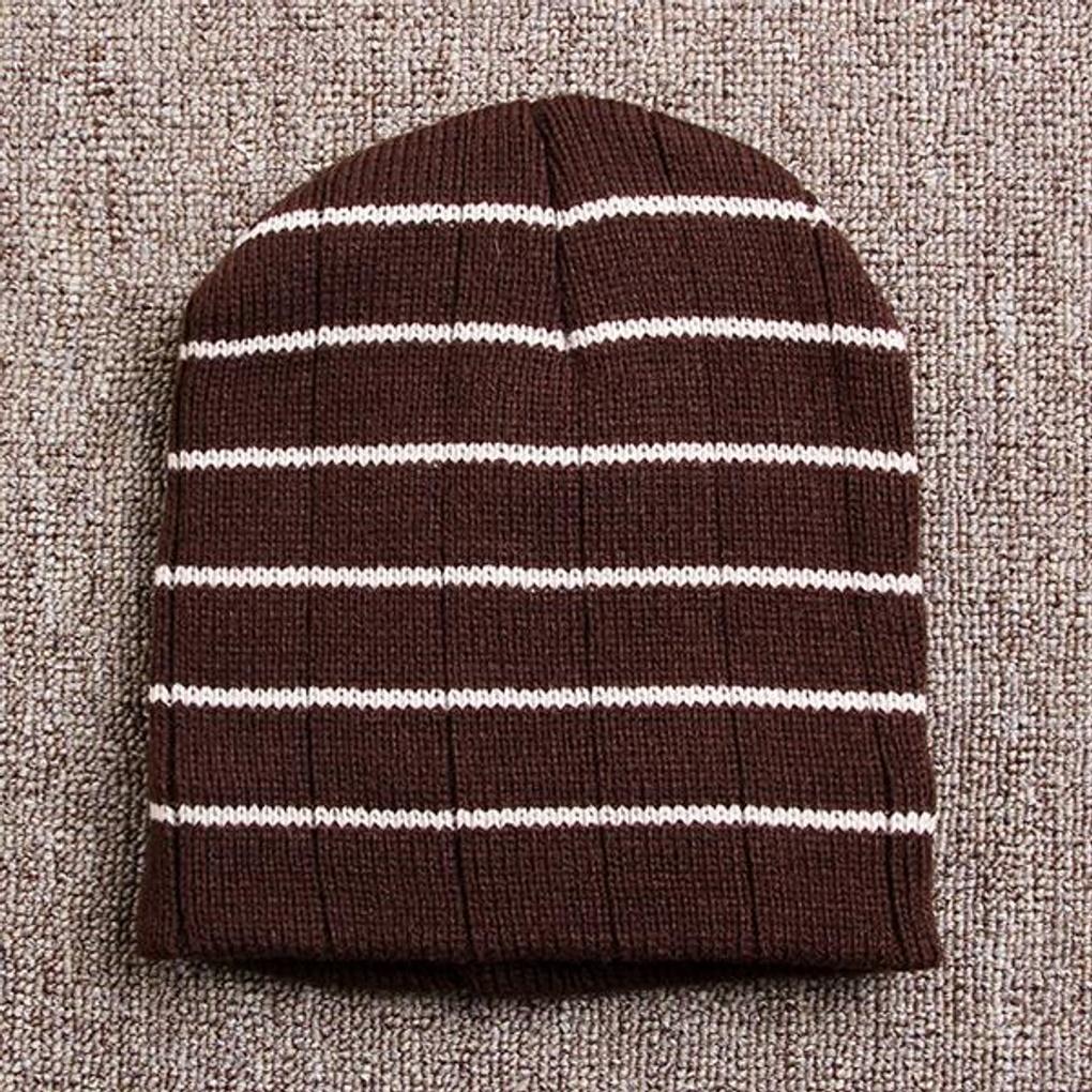 Winter Gestreifte Mütze/Gestrickte Fleecegefütterte Mütze