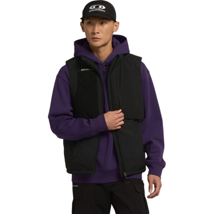 SALOMON Pinnacle Insulation Outdoor Warm Versatile Comfortable Vest Men Vest Navy-Blue Black C25733