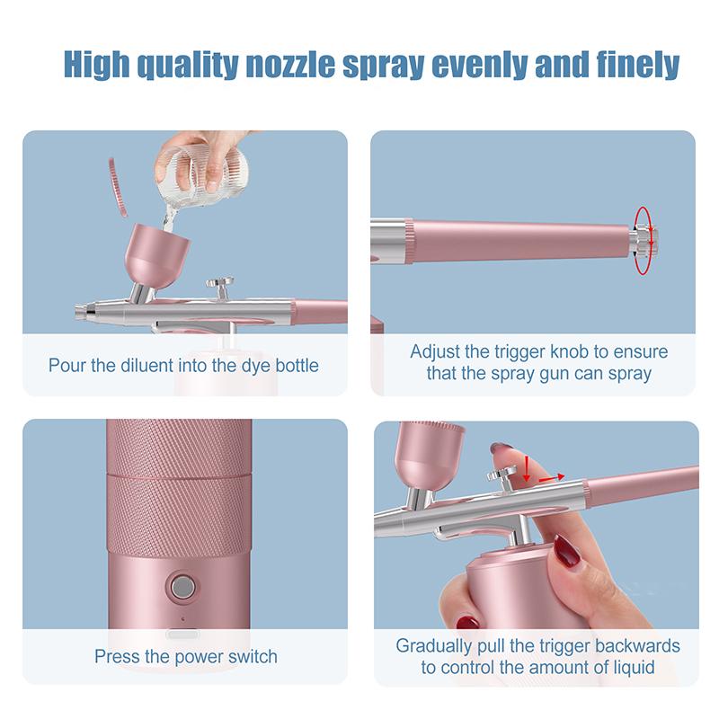 Oxygen Injector Mini Air Compressor Kit Air-Brush Paint Spray Gun Airbrush For Facial Hydrating Device Mist Sprayer Beauty Tool